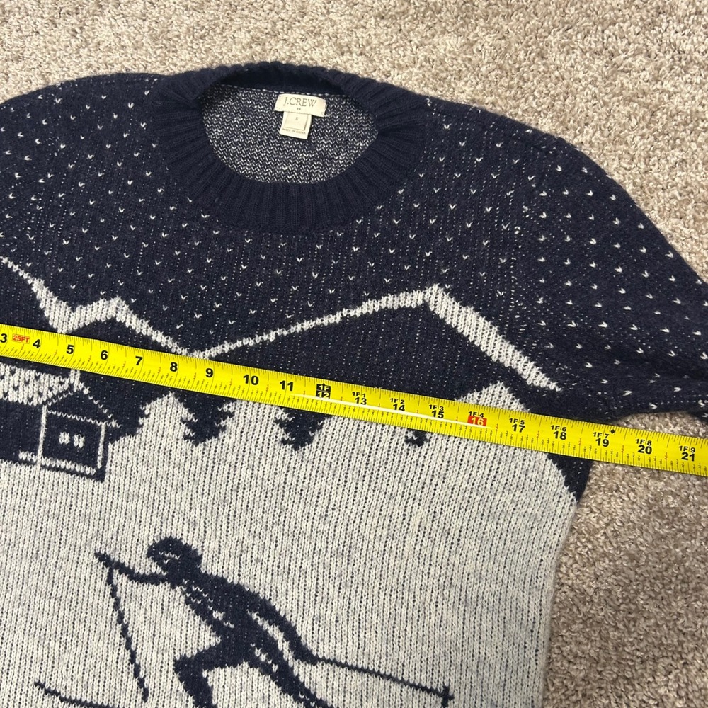 J.Crew Ski Sweater Women Small Wool Blend Mountain Chalet Winter Nordic Navy - Picture 4 of 8